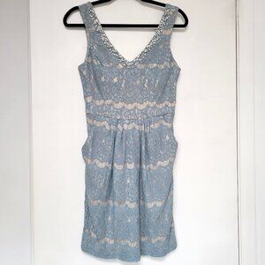 City Triangles Pale Blue Lace Embellished Sleeveless Dress Soft Girl Coquette